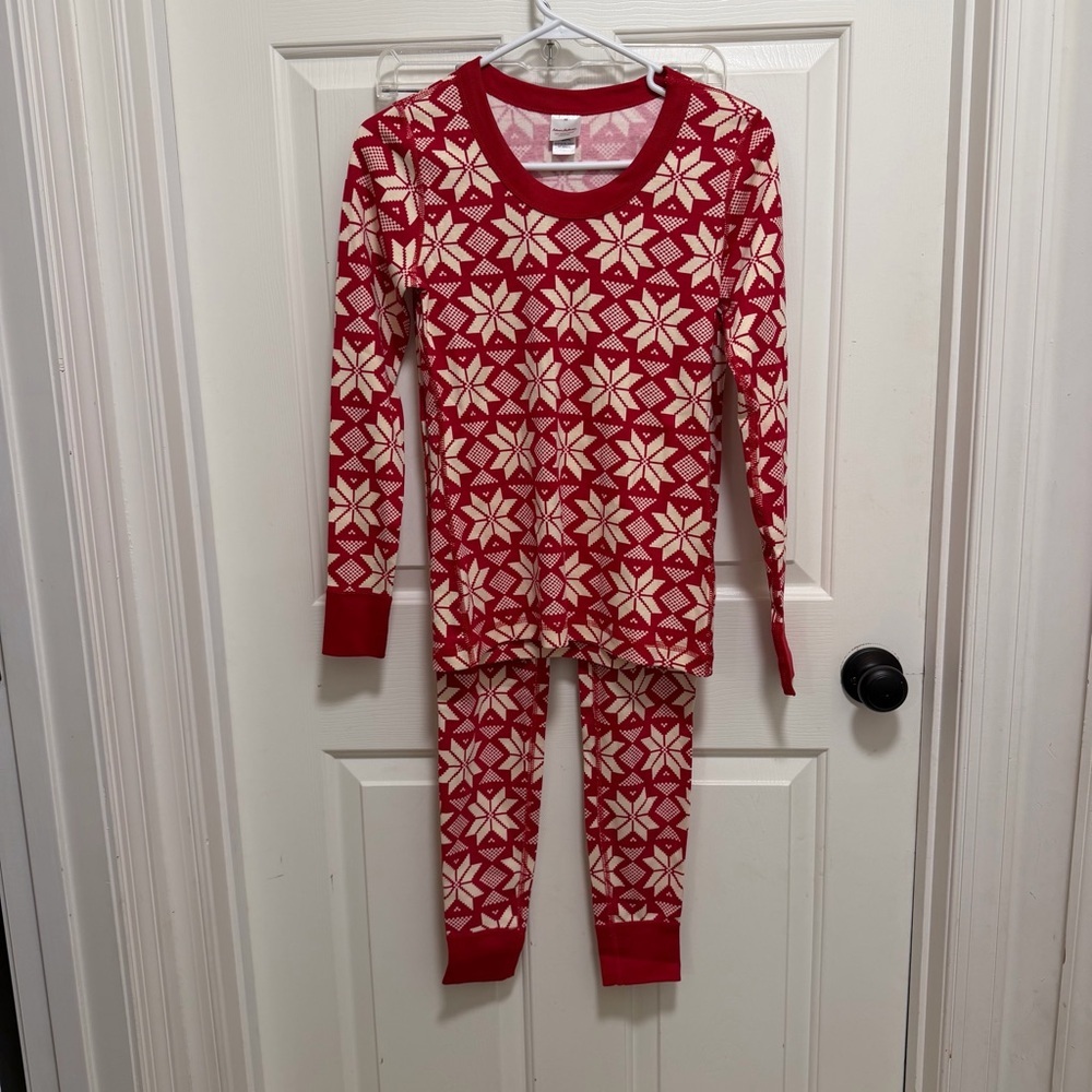 Hanna Andersson Organic Long Johns Pajamas Scandi Snowflake Print Size XS